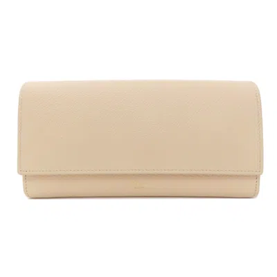 Pre-owned Celine Beige Leather Long Wallet (bi-fold) () In Sand