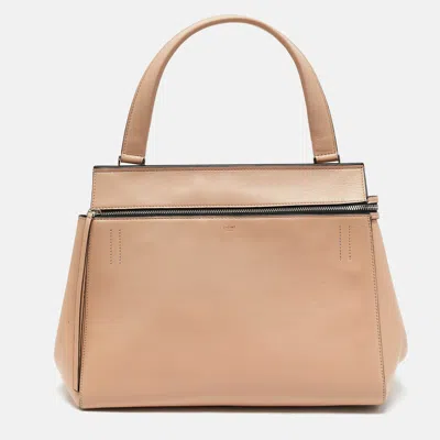 Pre-owned Celine Beige Leather Medium Edge Bag In Sand