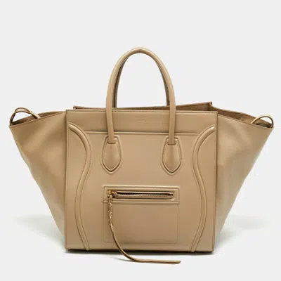 Pre-owned Celine Beige Leather Medium Phantom Luggage Tote