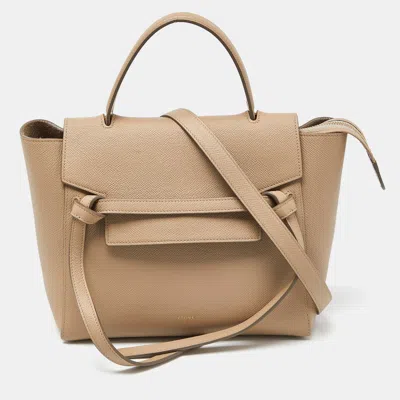 Pre-owned Celine Beige Leather Micro Belt Bag