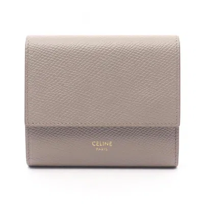 Pre-owned Celine Beige Leather Wallet (tri-fold) () In Sand