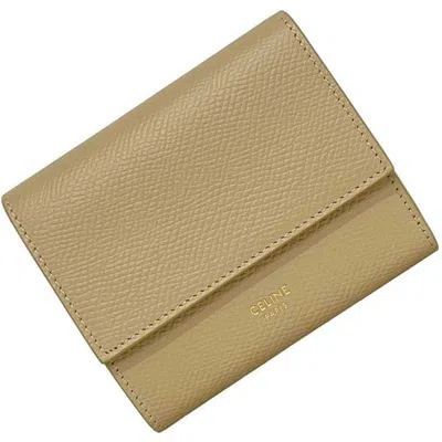 Pre-owned Celine Beige Leather Wallet (tri-fold) () In Sand