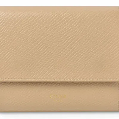 Pre-owned Celine Beige Leather Wallet (tri-fold) () In Sand