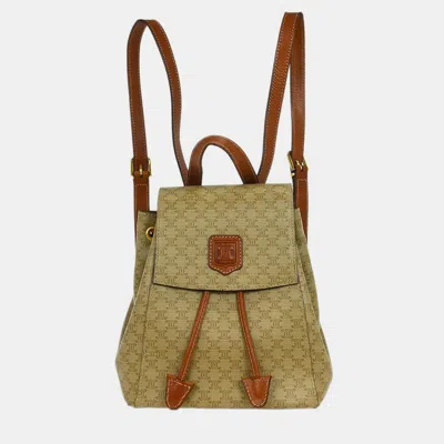 Pre-owned Celine Beige Macadam Backpack In Sand