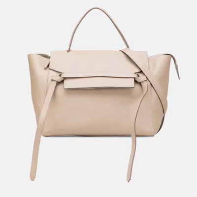 Pre-owned Celine Beige Mini Grained Calfskin Belt Bag In Sand