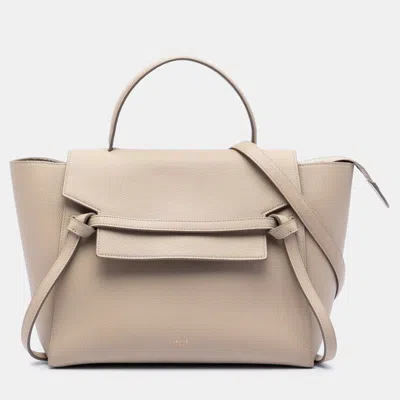 Pre-owned Celine Beige Mini Grained Calfskin Belt Bag In Sand