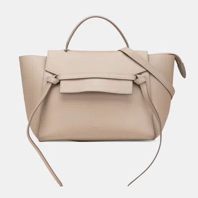 Pre-owned Celine Beige Mini Leather Belt Bag Satchel In Sand