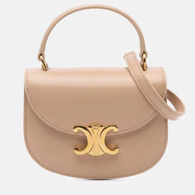 Pre-owned Celine Beige Mini Shiny Calfskin Besace Clea Satchel