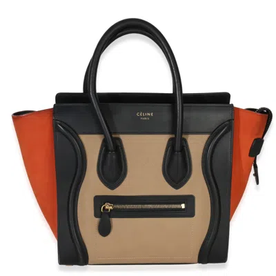 Pre-owned Celine Beige Multicolor Drummed Calfskin Nubuck Nano Luggage Tote