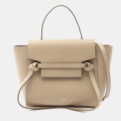 Pre-owned Celine Beige Nano Grained Calfskin Belt Bag