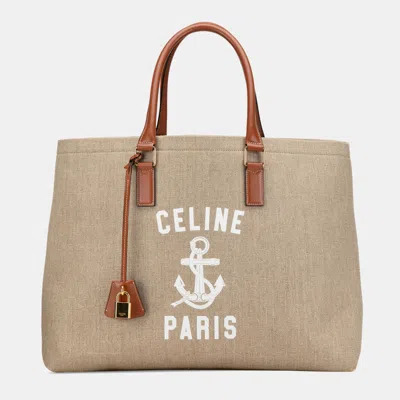 Pre-owned Celine Beige Paris Horizontal Cabas Tote