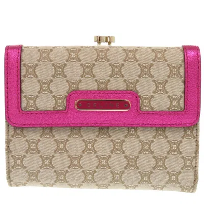 Pre-owned Celine Beige Pink Canvas Wallet (tri-fold) () In Multi