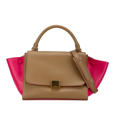 Pre-owned Celine Beige Pink Leather Handbag Shoulder Bag () In Beige, Pink