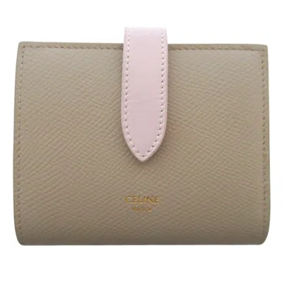 Pre-owned Celine Beige Pink Leather Wallet (bi-fold) () In Multi