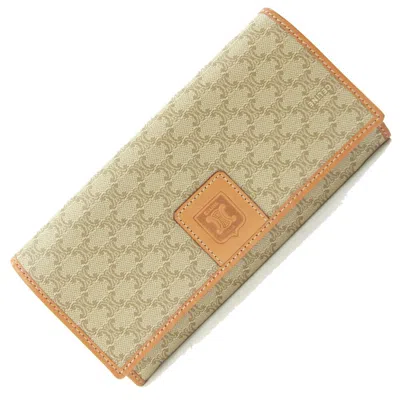 Pre-owned Celine Beige Pvc Leather Long Wallet (bi-fold) () In Sand