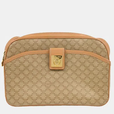Pre-owned Celine Beige Pvc Macadam Shoulder Bag In Sand