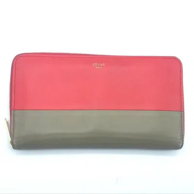 Pre-owned Celine Beige Red Color Leather Coin Purse/coin Case () In Beige, Red Color