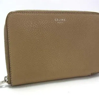 Pre-owned Celine Beige Red Color Leather Wallet (bi-fold) () In Multi