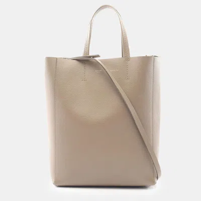 Pre-owned Celine Beige Small Grained Calfskin Vertical Cabas Satchel In Sand