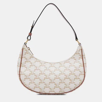 Pre-owned Celine Beige Triomphe Coated Canvas Ava Shoulder Bag
