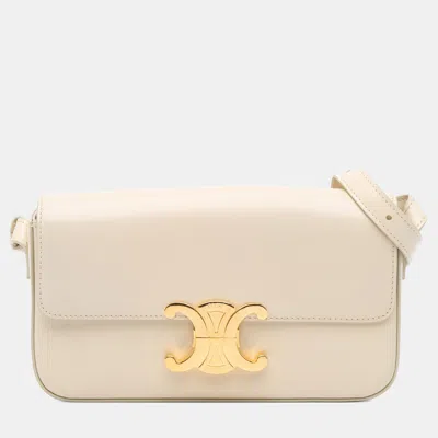 Pre-owned Celine Beige Triomphe Leather Claude Shoulder Bag