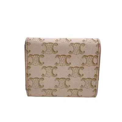 Pre-owned Celine Beige White Pvc Leather Wallet (tri-fold) () In Multi