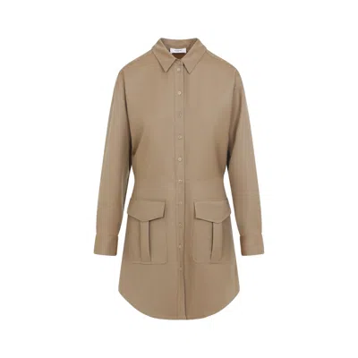 Celine Beige Wool Mini Dress In Neutral