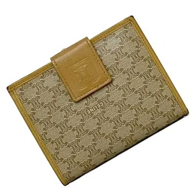 Pre-owned Celine Beige Yellow Pvc Leather Wallet (bi-fold) () In Multi