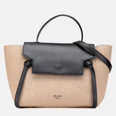 Pre-owned Celine Beige/black Mini Felt Handbag