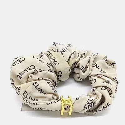 Pre-owned Celine Beige/black Silk Hair Scrunchie