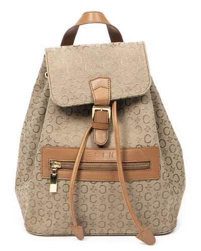 Pre-owned Celine Beige/tan C Macadam Canvas Front Zip Drawstring Backpack (authentic  Pre-loved)
