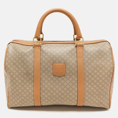 Pre-owned Celine Beige/tan Coated Canvas Vintage Triomphe Duffel Bag