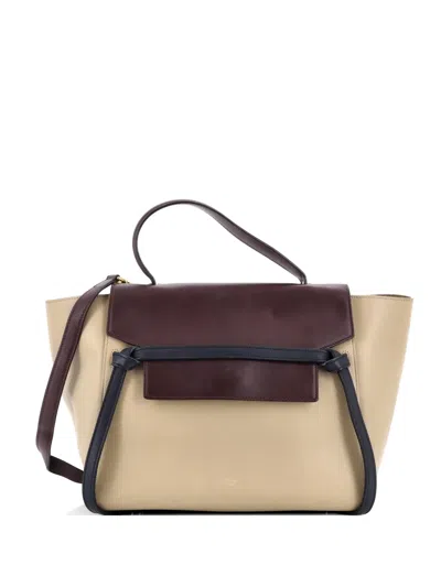 Pre-owned Celine Belt Bag Calfskin Medium Satchel In Neutral