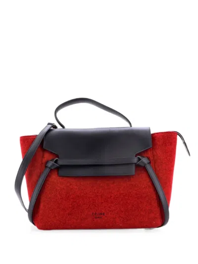 Pre-owned Celine Belt Bag Felt And Leather Mini Satchel In Red