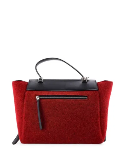 Pre-owned Celine Belt Bag Felt And Leather Mini Satchel In Red