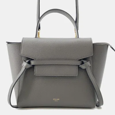 Pre-owned Celine Belt Bag Gray Leather Size Nano