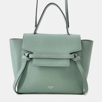 Pre-owned Celine Belt Bag Green Leather Size Nano