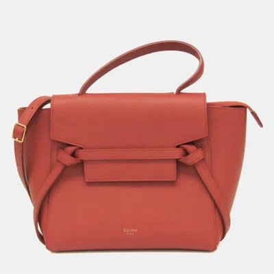 Pre-owned Celine Belt Bag Nano Leather Red Brown Shoulder Bag