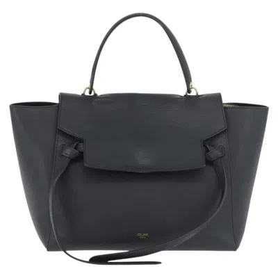 Pre-owned Celine Belt Bag Textured Leather Black Leather Handbag ()