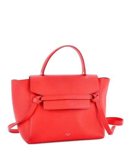Pre-owned Celine Belt Bag Textured Leather Micro Satchel In Red