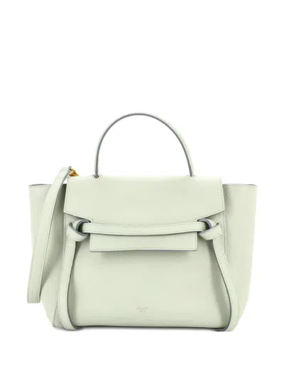 Pre-owned Celine Belt Bag Textured Leather Micro Satchel In Green