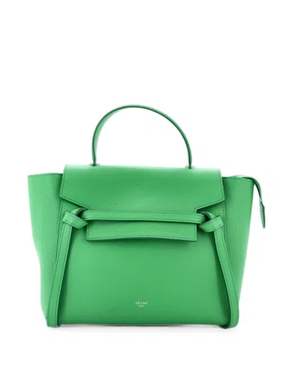 Pre-owned Celine Belt Bag Textured Leather Micro Satchel In Green