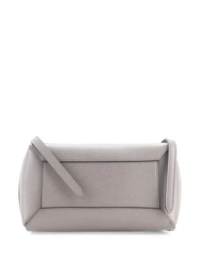 Pre-owned Celine Belt Bag Textured Leather Micro Satchel In Grey
