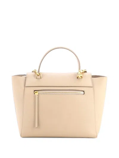 Pre-owned Celine Belt Bag Textured Leather Micro Satchel In Neutrals
