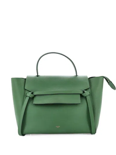 Pre-owned Celine Belt Bag Textured Leather Mini Shoulder Bag In 绿色