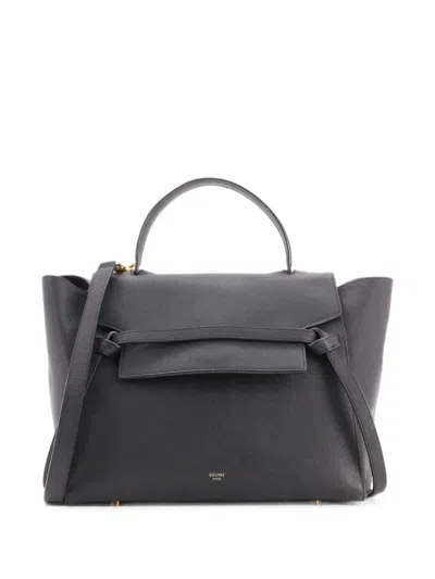 Pre-owned Celine Belt Bag Textured Leather Mini Shoulder Bag In Black