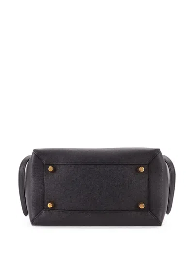 Pre-owned Celine Belt Bag Textured Leather Mini Shoulder Bag In Black