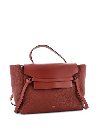 Pre-owned Celine Belt Bag Textured Leather Mini Shoulder Bag In Brown