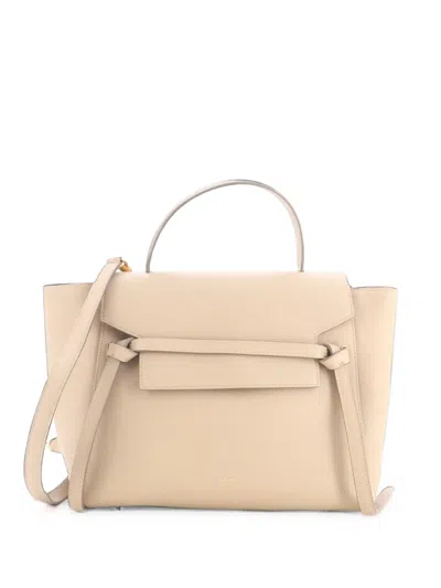 Pre-owned Celine Belt Bag Textured Leather Mini Shoulder Bag In Brown