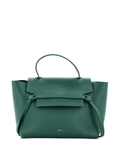 Pre-owned Celine Belt Bag Textured Leather Mini Shoulder Bag In Green